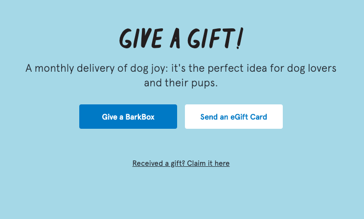 Bark Box Give a Gift CTA