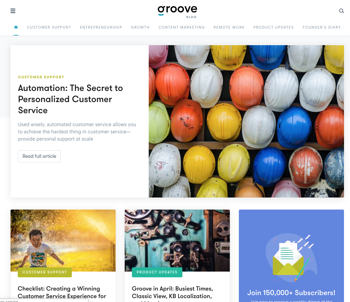 Groove blog homepage
