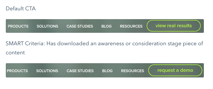 Example of a HubSpot smart CTA