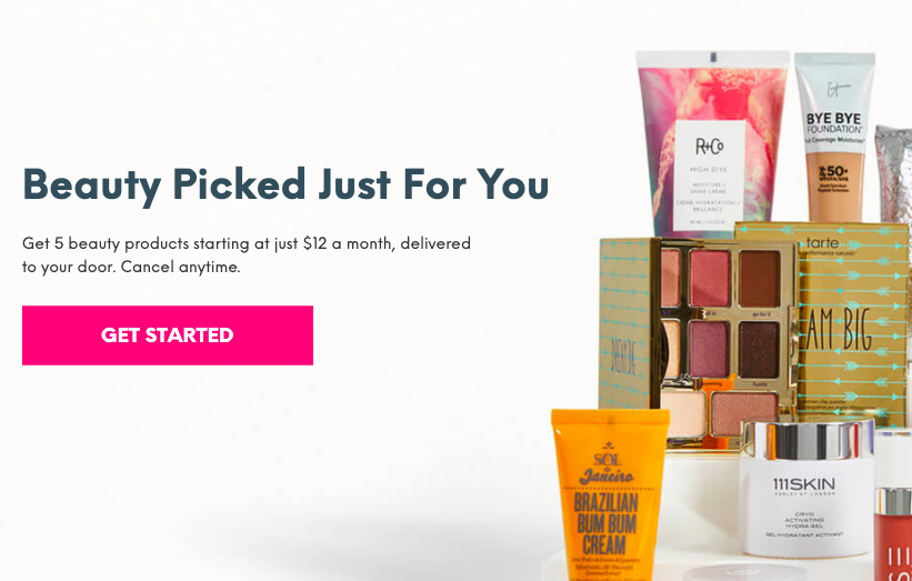 Beauty Products from Ipsy Website CTA