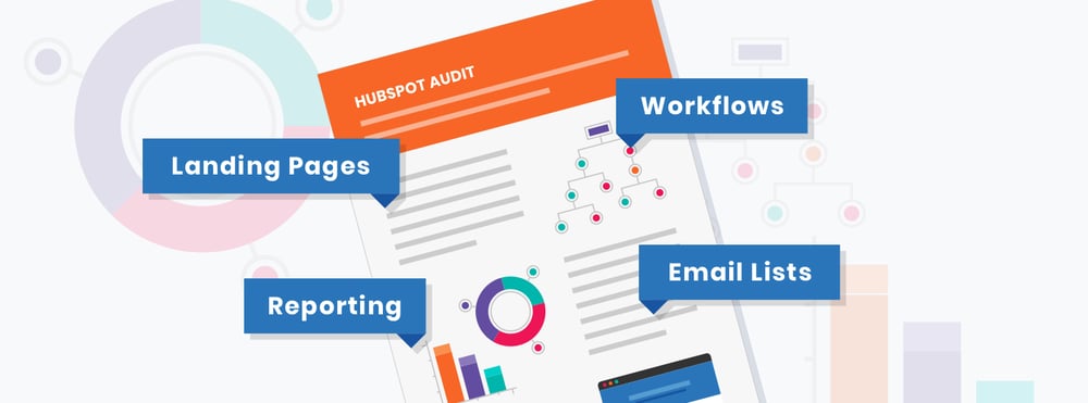 Graphic of a HubSpot Solutions Partner conducting a HubSpot audit.