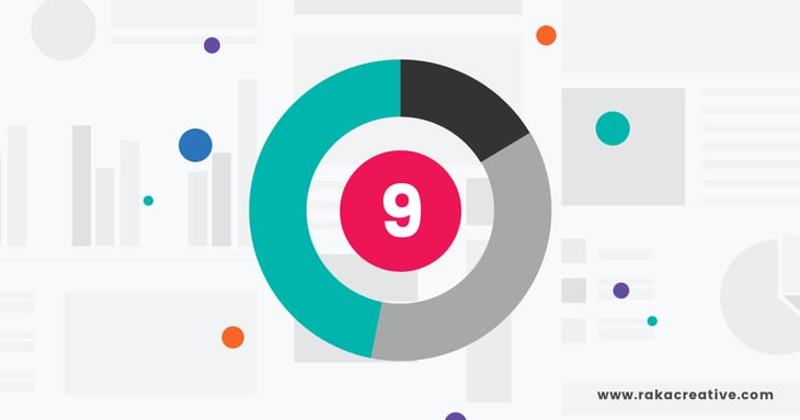 A circular icon featuring the number nine in the center.