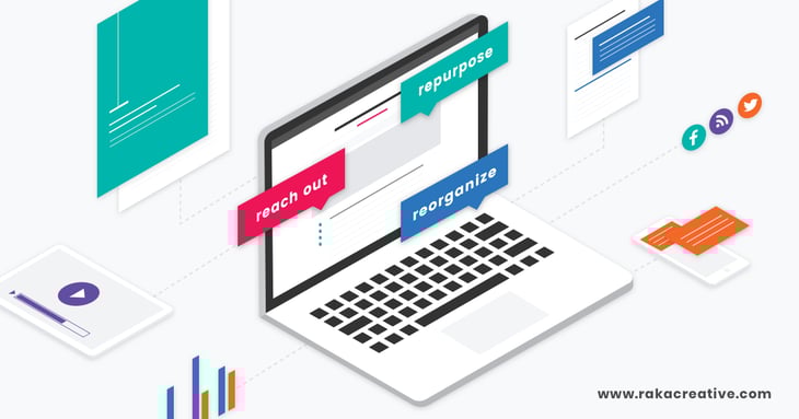 Illustration of a computer showcasing how to up-cycle content with an inbound marketing strategy.