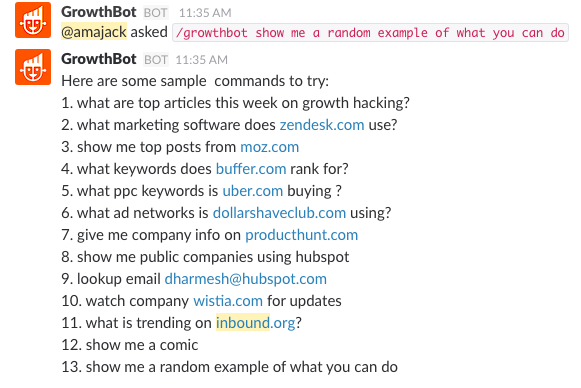 GrowthBot Screenshots