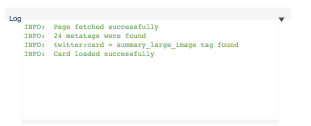 Twitter Card Validator Log