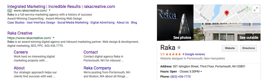Raka Google My Business listing