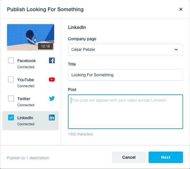 LinkedIn Vimeo Integration