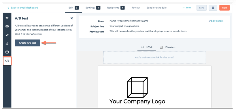 HubSpot A/B Testing Email How-To