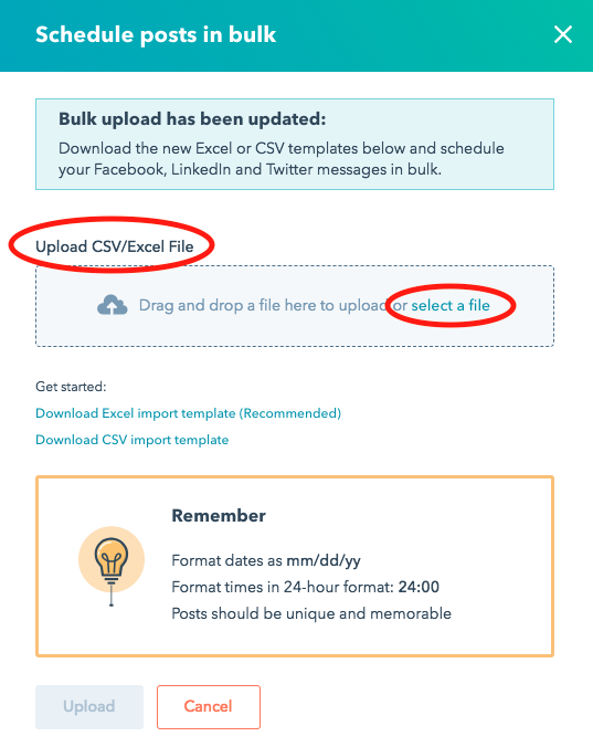 HubSpot csv uploads