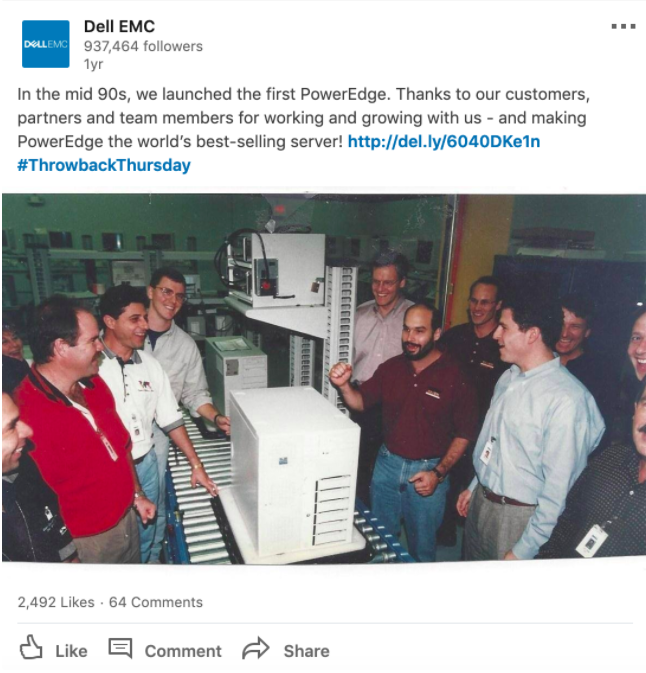 Dell Throwback Thursday ad on LinkedIn