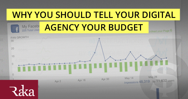 Screenshot of Facebook Analytics featuring the text, 'Why you should tell your digital agency your budget.'