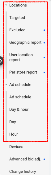 Google Ads Location and Ad Schedule tools