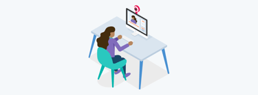 Marketer working remotely at a desk, recording a professional marketing video.