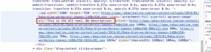 Image alt text field