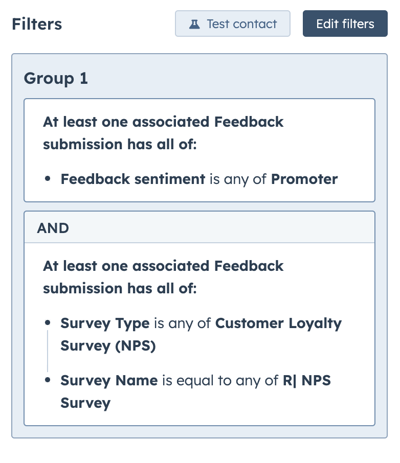 NPS survey filter