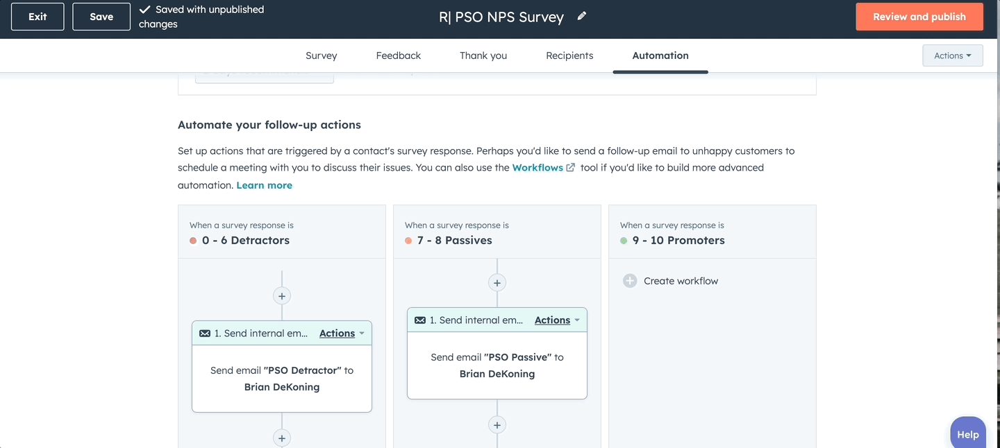 Automating a NPS survey on HubSpot