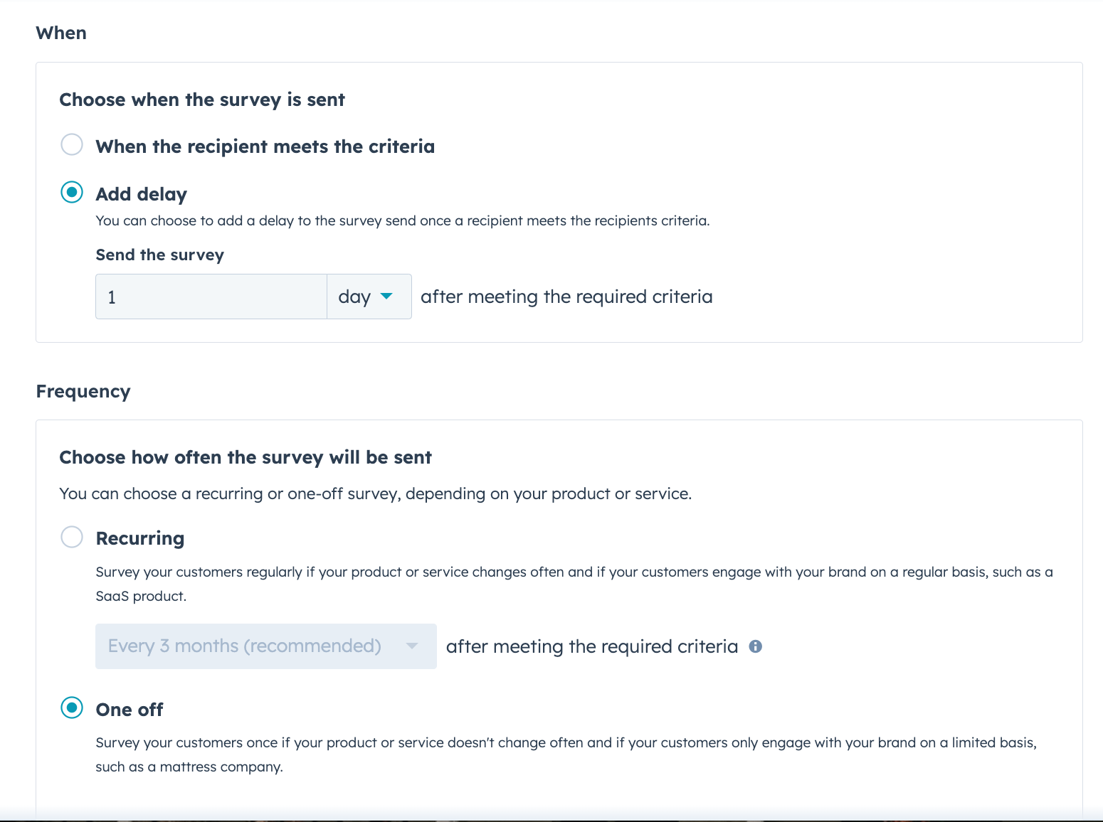 Choosing frequency for the NPS survey