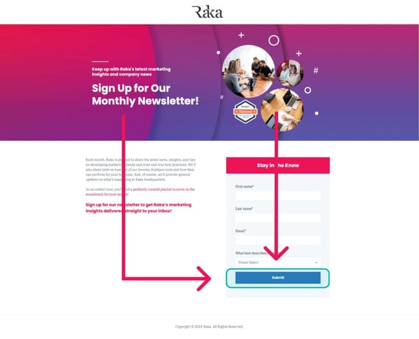 Example of a Landing Page