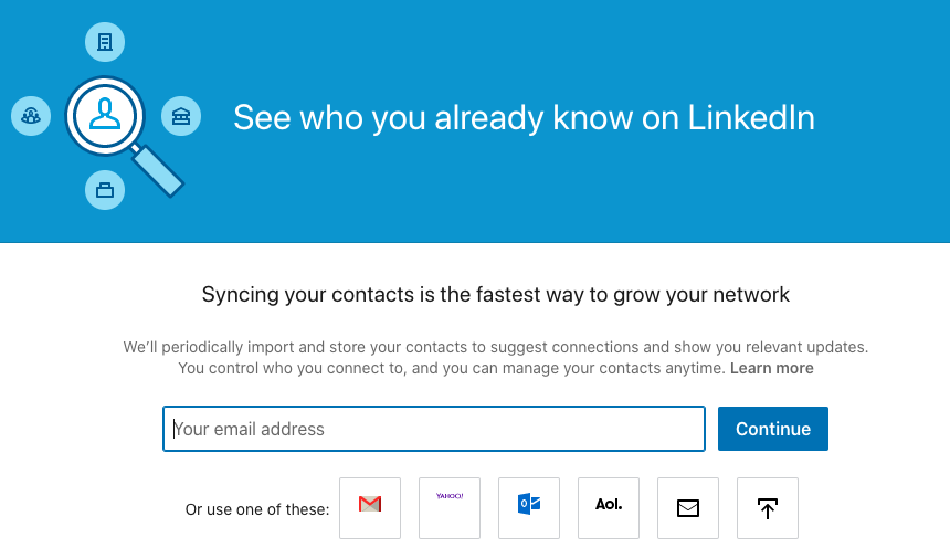 linkedin import contact page