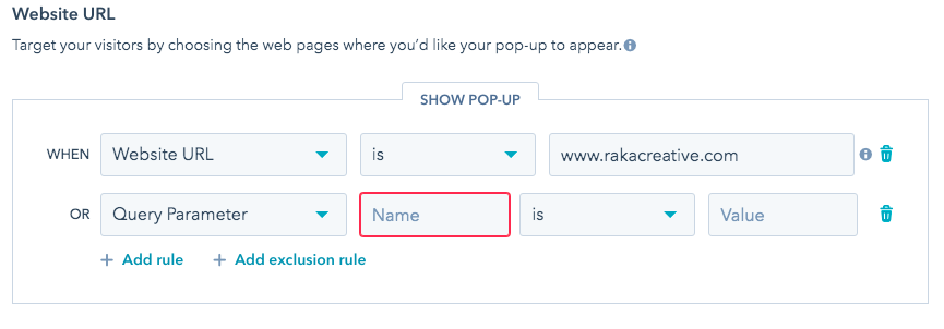 Website URL or query targeting