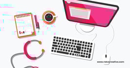 Graphic image of a computer showcasing drafted, email copy representing a healthy email list.