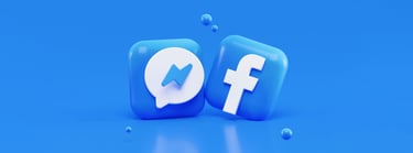 Facebook and Messenger icon graphics representing the importance of Facebook in the changing social media landscape for marketers.
