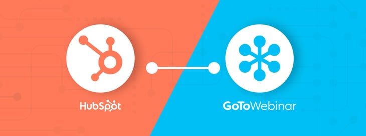 Graphic of the HubSpot logo and the GoToWebinar logo.