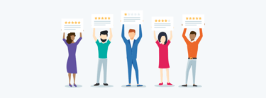 Graphic of clients sharing their reviews, illustrating the impact of reviews on inbound marketing.