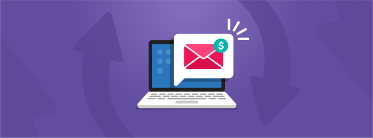 Illustration of a laptop displaying an email notification from an inbound email marketing campaign