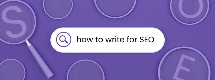 A search bar displaying the text 'how to write for SEO.'