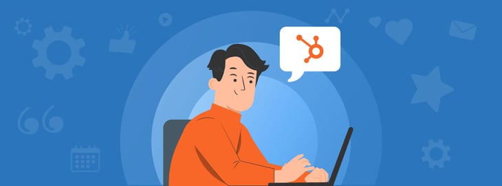 Illustration of a marketer utilizing HubSpot analytics.