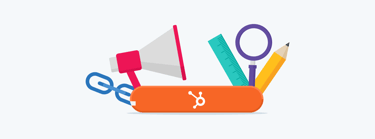 Marketing tools being symbolized as a swiss army knife.