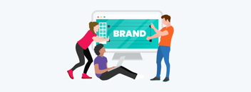 An illustration of colleagues creating a style guide to support their brands inbound marketing strategy.