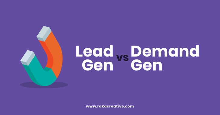Graphic displaying the text 'Lead Gen VS Demand Gen.'
