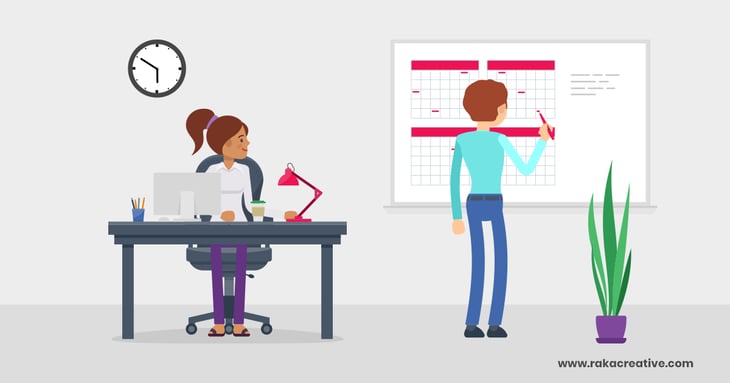 Two colleagues brainstorming strategies to enhance display advertising through search campaigns.