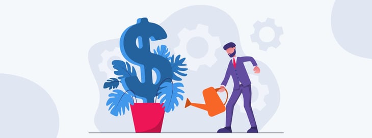 A man watering a plant exemplifying the importance of digital financial services marketing