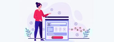A person showing the sections of an optimized landing page highlighting landing page best practices