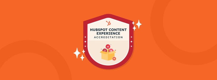 HubSpot Content Experience Accreditation Logo on an Orange Background 