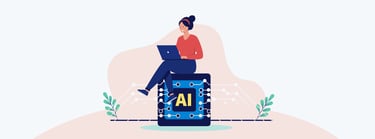 A marketer utilizing AI to enhance their workflow
