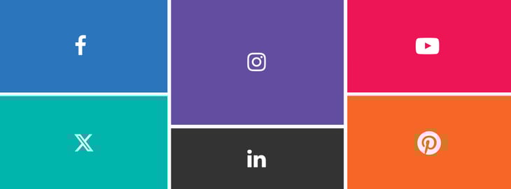 Images of social media icons, representing ad sizes across different platforms