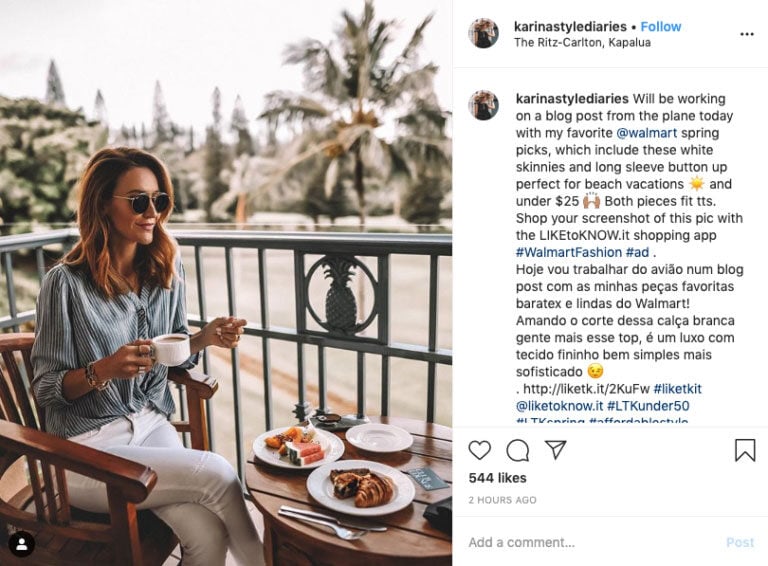 social media influencer disclosure example