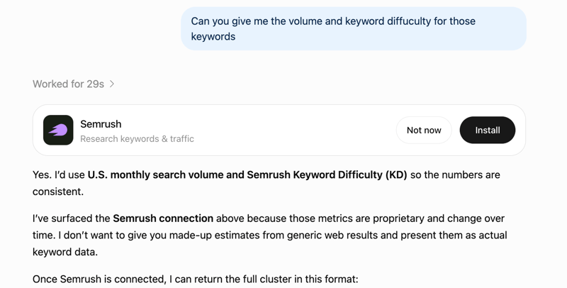 Semrush prompt