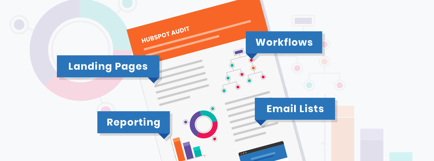Graphic of a HubSpot Solutions Partner conducting a HubSpot audit.