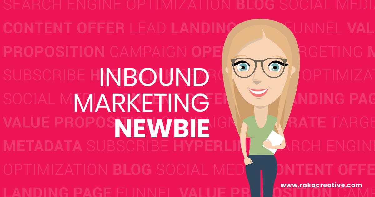 Illustration of a marketer displaying the text 'Inbound Marketing Newbie'