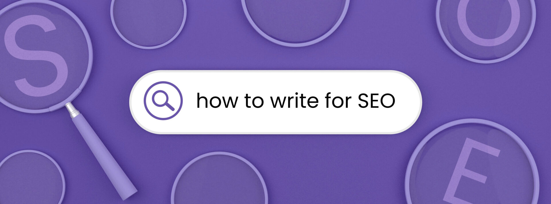 A search bar displaying the text 'how to write for SEO.'