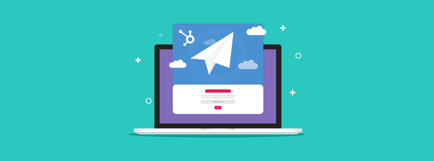 Graphic of a computer displaying a HubSpot popup.