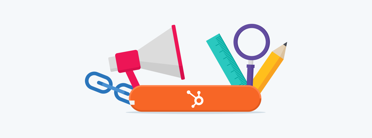 Marketing tools being symbolized as a swiss army knife.