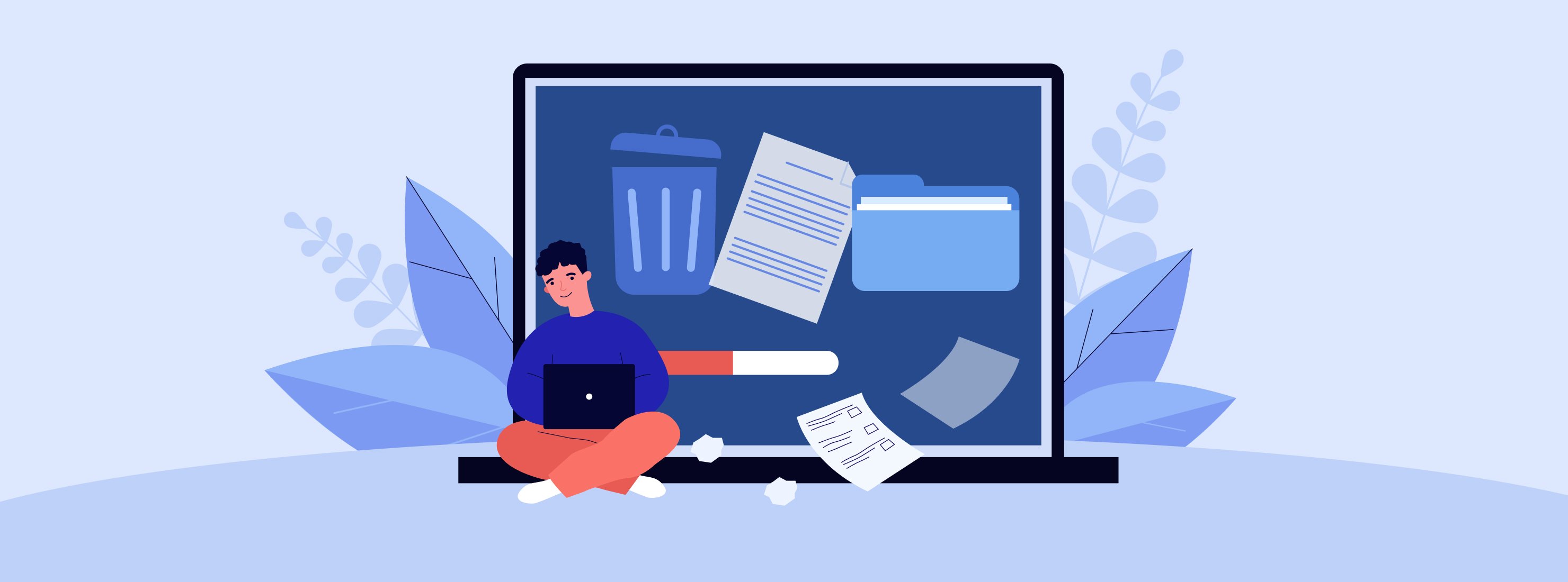 An image of a person reviewing content on a laptop to indicate the value of content pruning